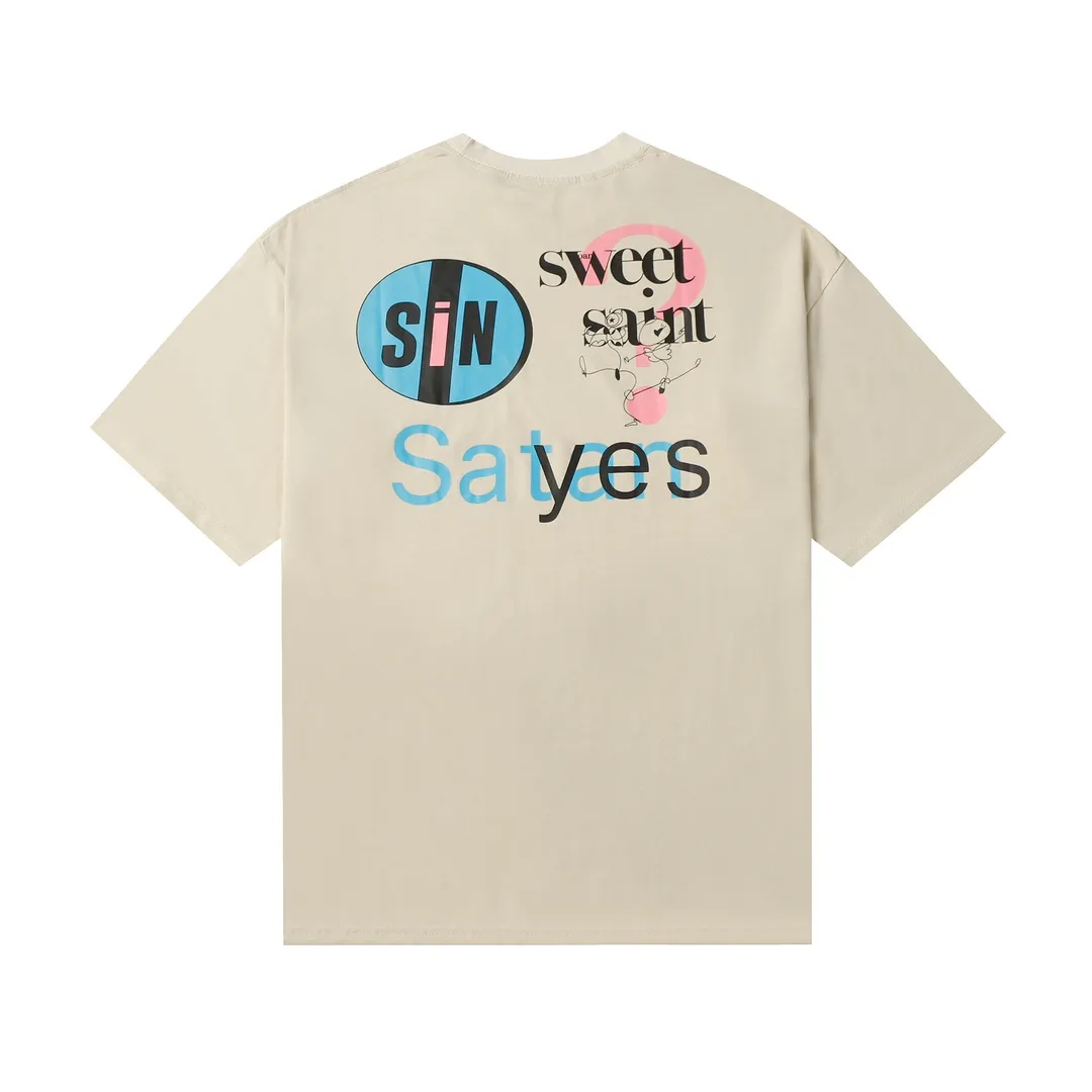 Saint Michael series trendy T craft letter drawing round neck short sleeves Style number: D3210p110 Color: apricot Code number: S M L XL
